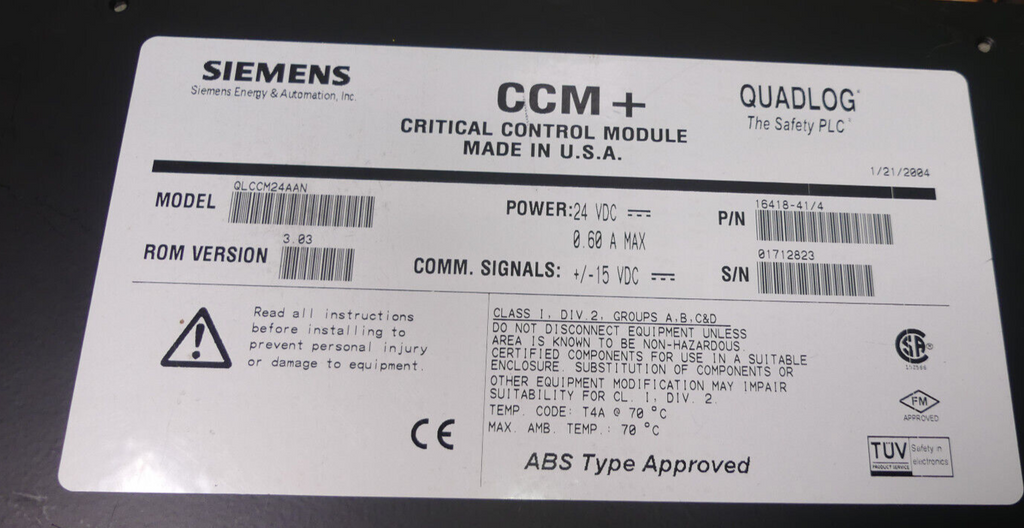 SIEMENS MOORE QUADLOG KRIT. STEUERMODUL QLCCM24AAN