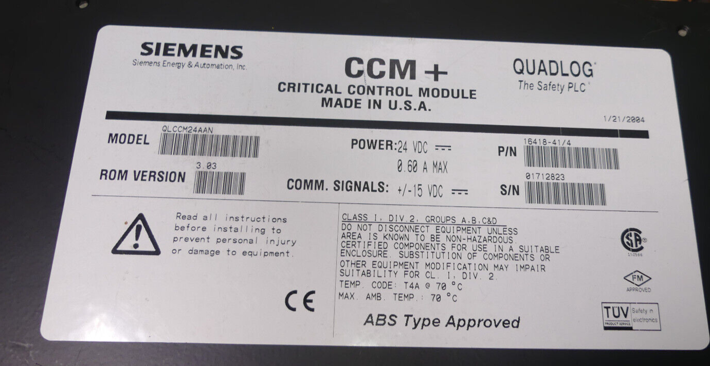 SIEMENS MOORE QUADLOG KRIT. STEUERMODUL QLCCM24AAN