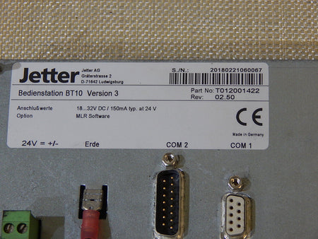 Jetter Bedienterminal BT 10 Version 3 Part No:T012001422 Used