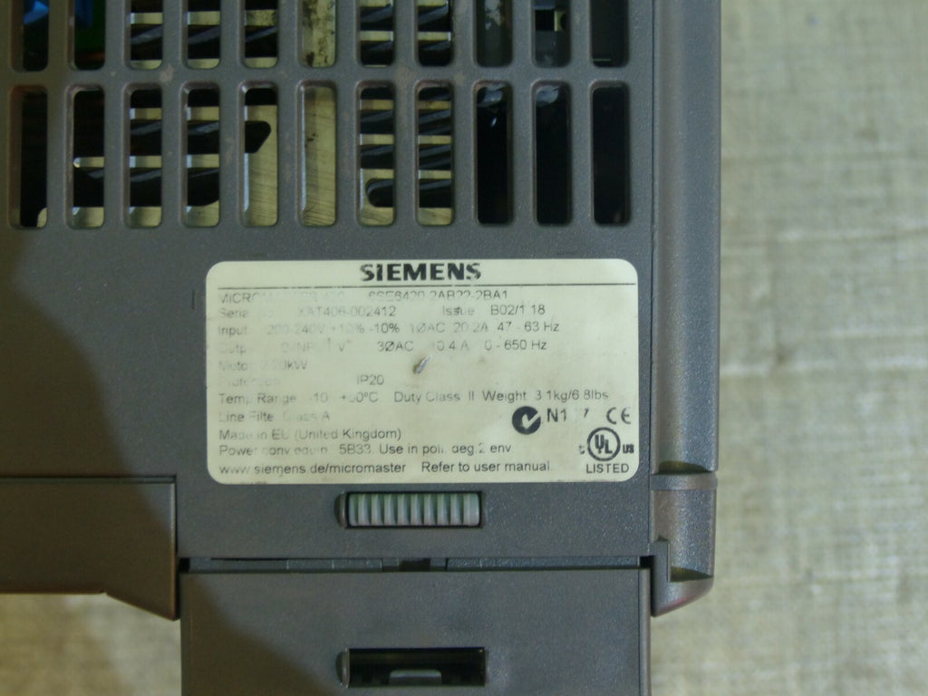 Siemens Micromaster 6SE6420-2AB22-2BA1
