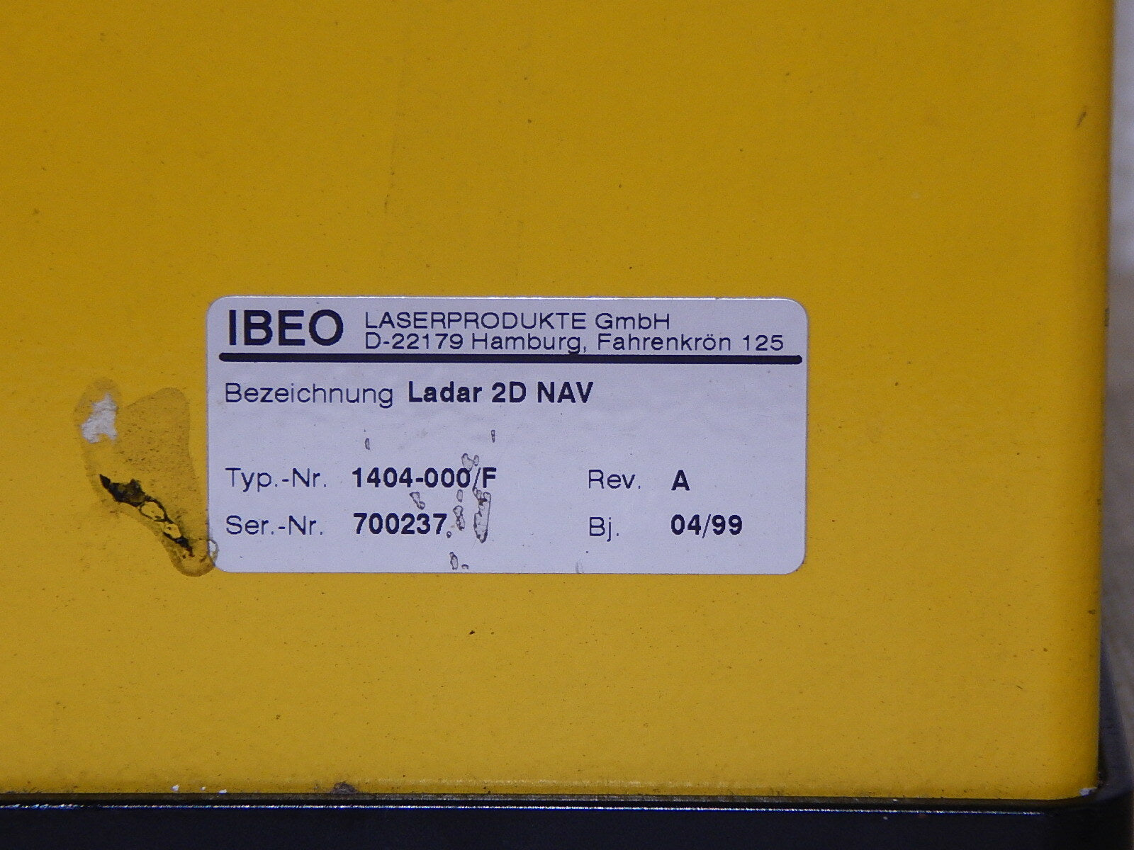  IBEO Lasertechnik LADAR 2D NAV 1404-000-F  used