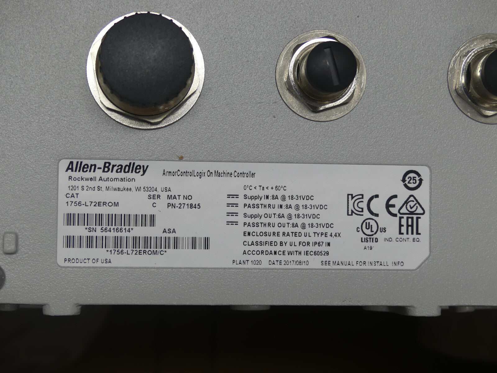 Allen-Bradley 1756-L72EROM/C Armor ControlLogix On-Machine Controller  s.Bilder