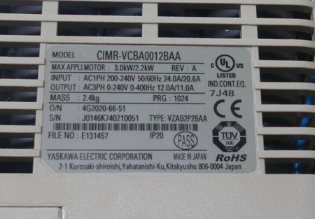 YASKAWA V1000 CIMR-VCBA0012BAA