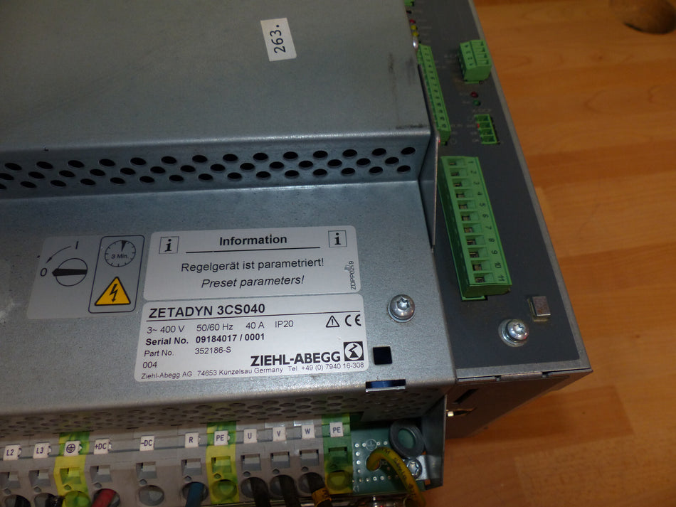 ZIEHL- ABEGG ZETADYN 3CS040 Frequenzumrichter used s.Bilder