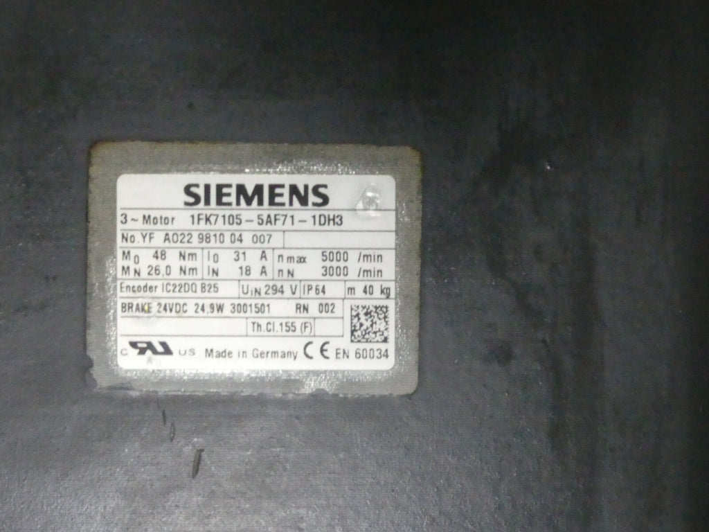 SIEMENS 1FK7105-5AF71-1DH3 used