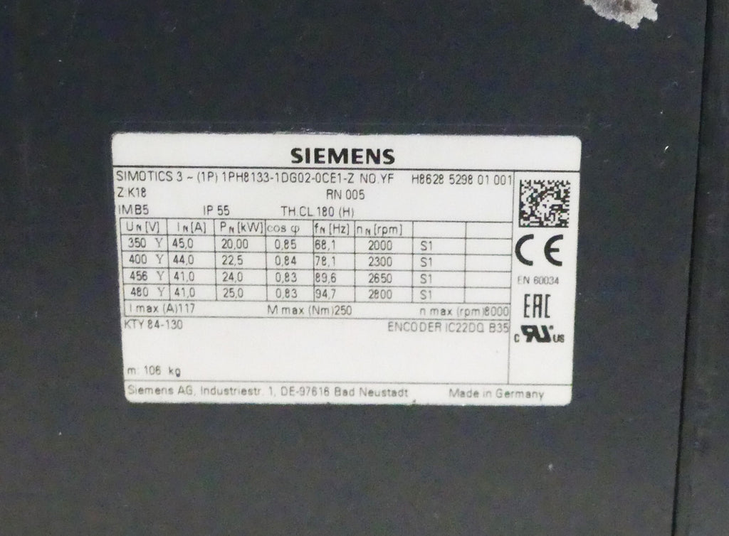 Siemens  1PH8133-1DG02-0CE1-Z