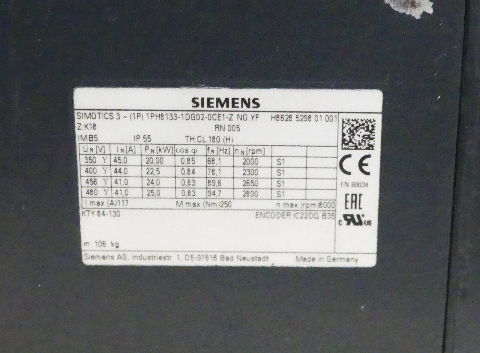 Siemens  1PH8133-1DG02-0CE1-Z