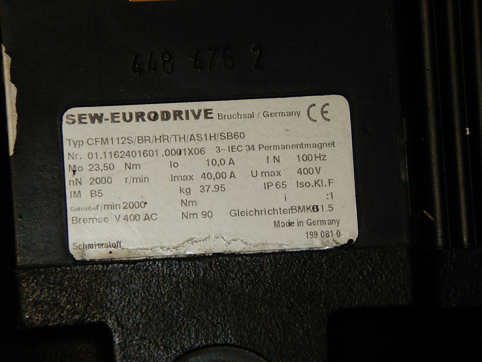 SEW Eurodrive Servomotor  Typ: CFM112S/BR/HR/TH/AS1H/SB60  Used
