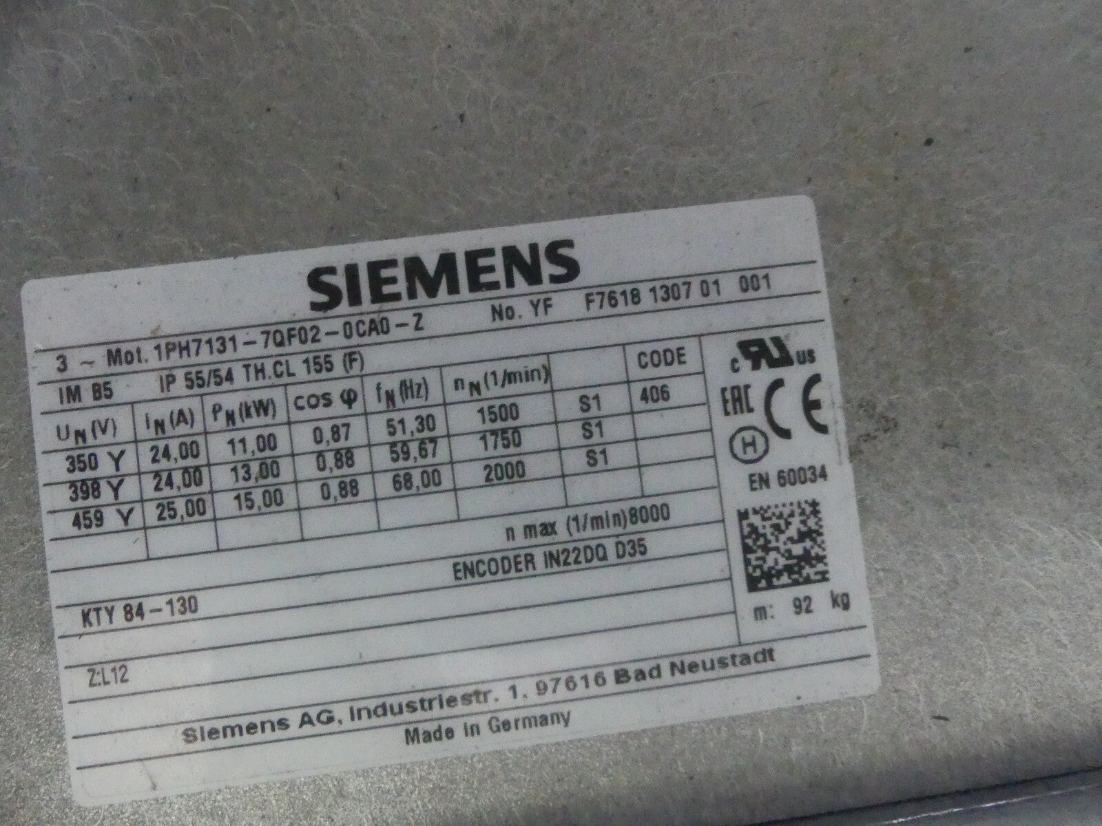 Siemens 1PH7131-7QF02-0CA0-Z