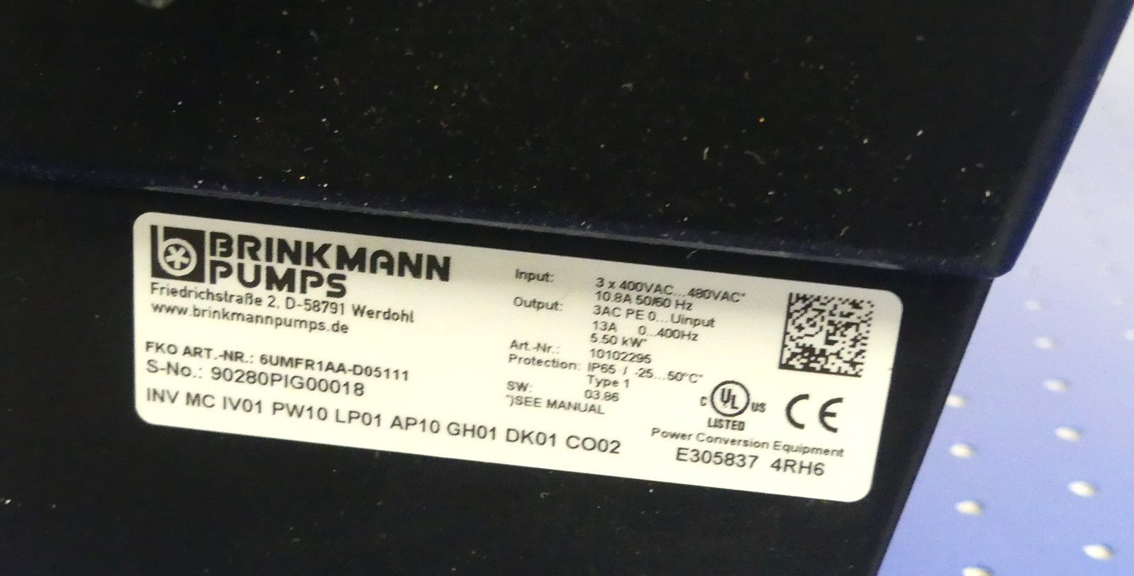 BRINKMANN PUMPS UMFR1AA-B05111+503 6UMFR1AA-D05111