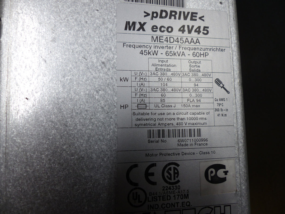 schneider pdrive mx eco 4v45  me4d45aaa inverter  45kw-65kva-60hp s.Bilder