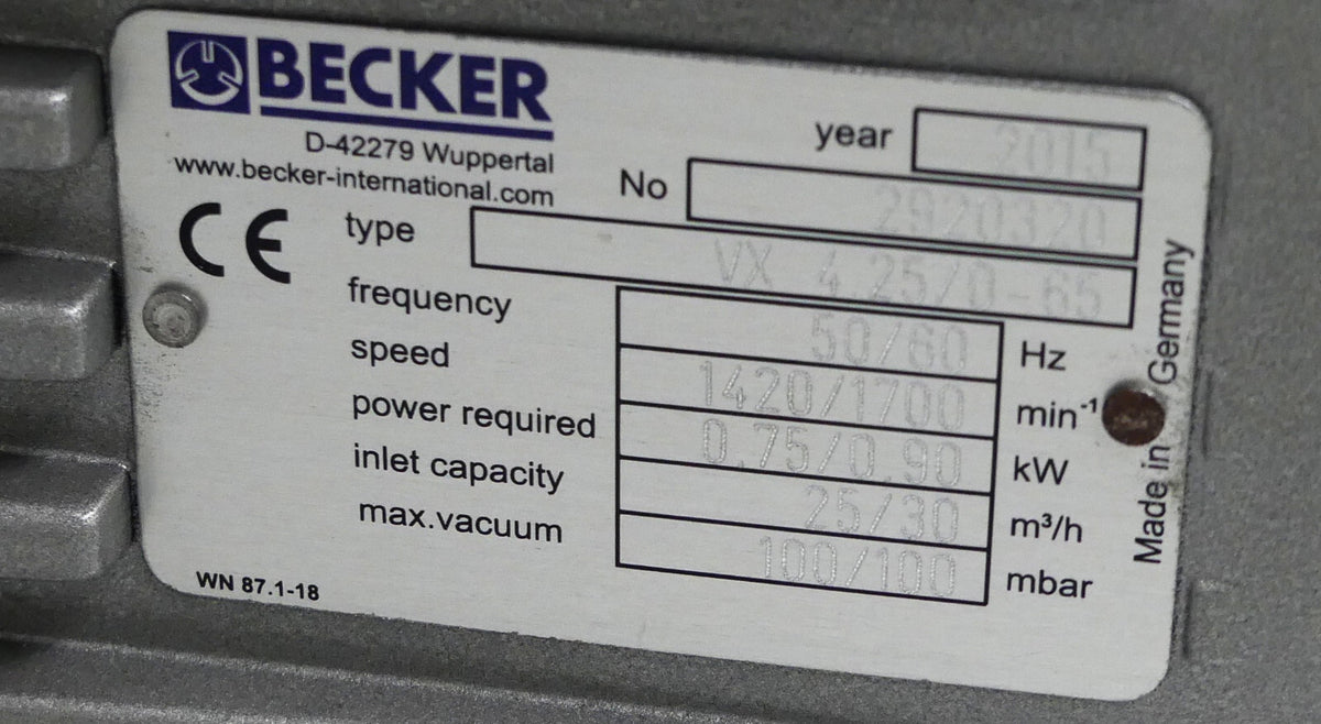 Becker  vx 4.25/0-65   vx4.25/0-65  Vakuumpumpe B.j 2015