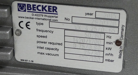 Becker  vx 4.25/0-65   vx4.25/0-65  Vakuumpumpe B.j 2015