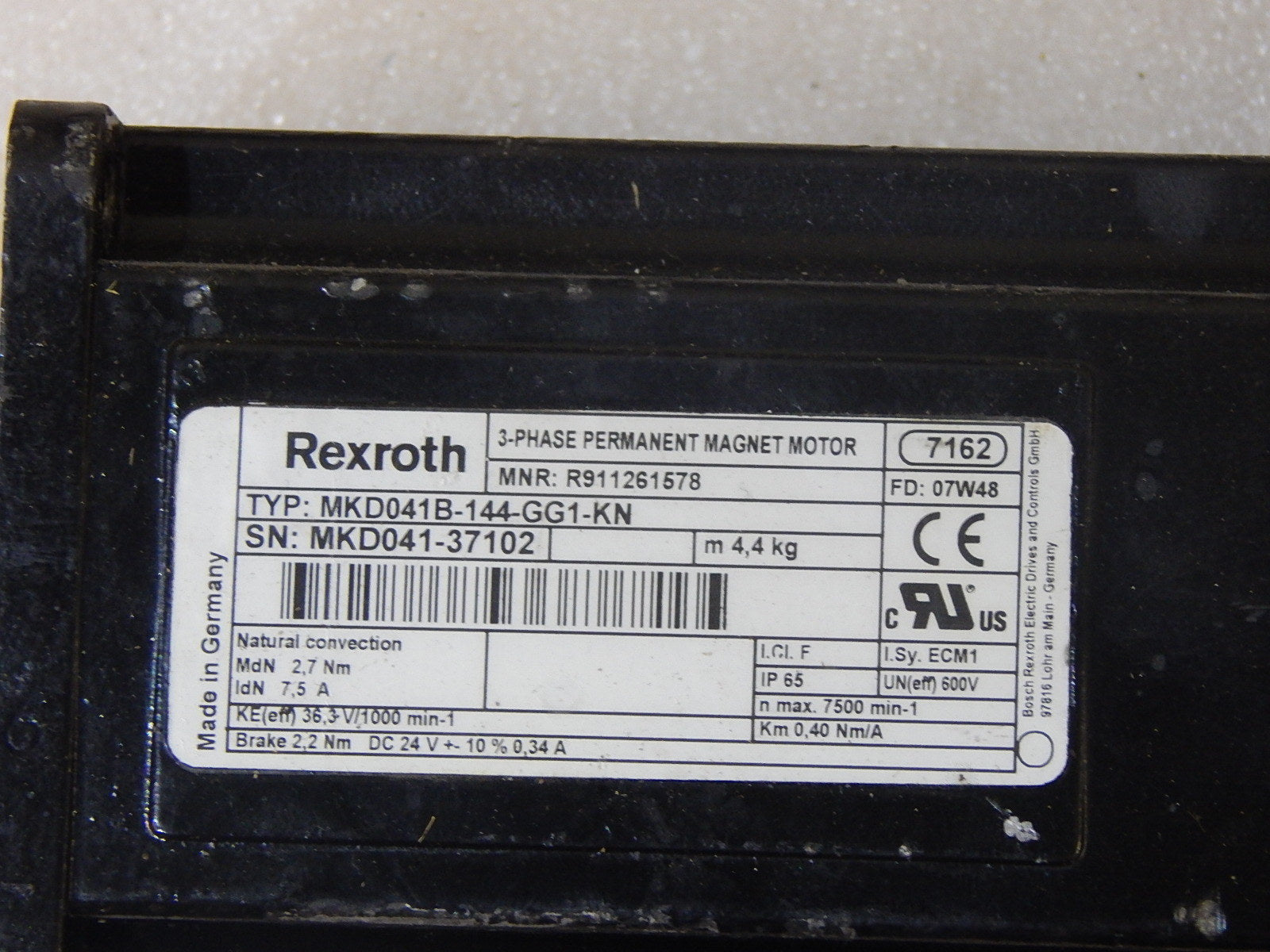 Rexroth Indramat Servomotor MKD041B-144-GG1-KN 261578  Used
