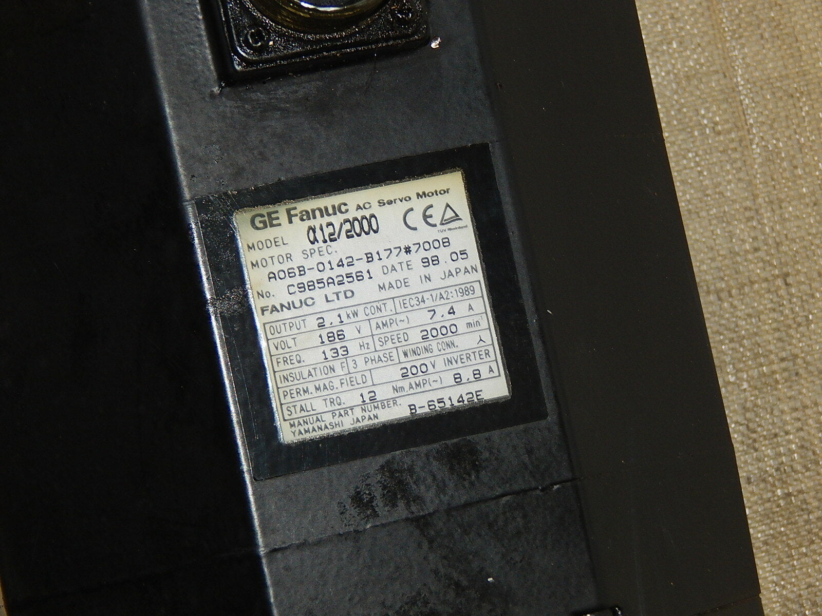 FANUC A06B-0142-B177#7008 α12/2000 AC-SERVOMOTOR USED
