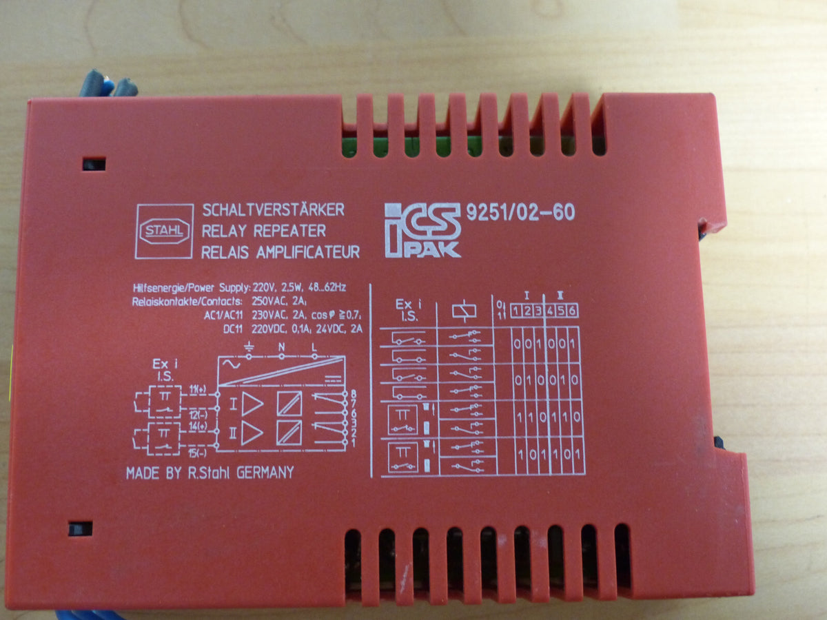 Stahl iCSPak 9251/02-60 Relay Repeater 9251/0260 used