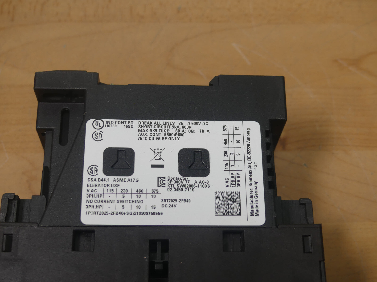 SIEMENS SIRIUS 3RT2025-2FB40