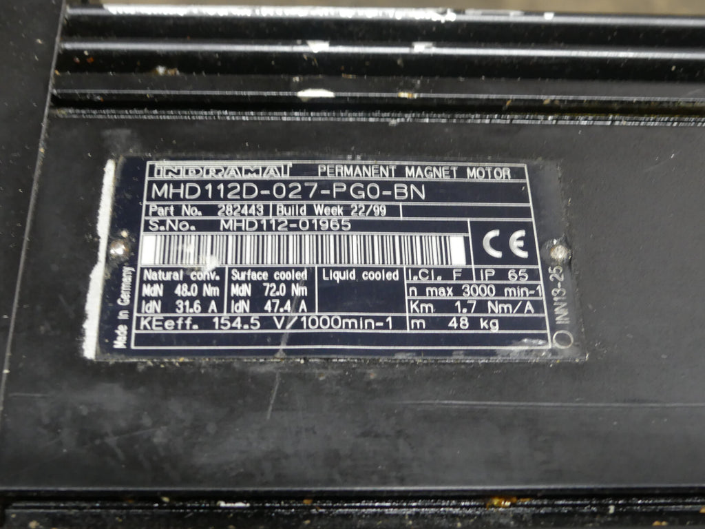 REXROTH INDRAMAT PERMANENT MAGNET MHD112D-027-PG0-BN SERVO MOTOR Used