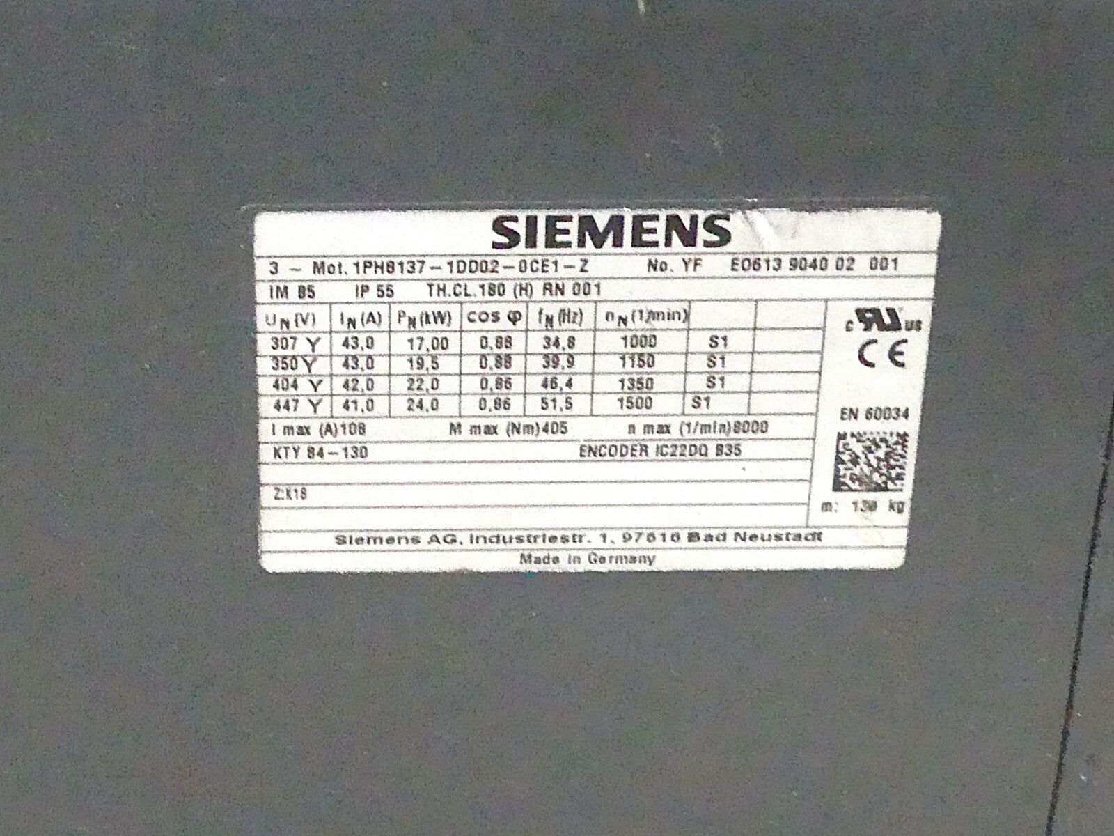 Siemens 1PH8137-1DD02-0CE1-Z (leicht beschädigt)
