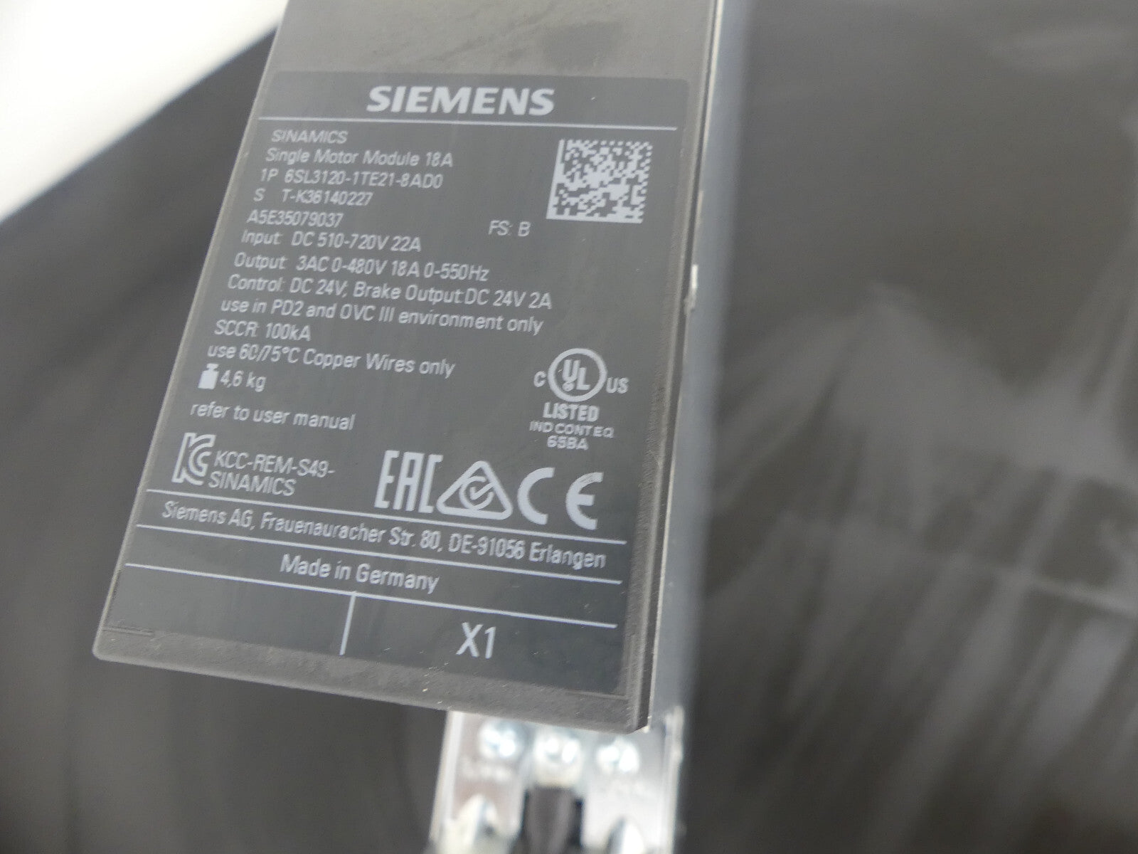 Siemens 6SL3120-1TE21-8AD0