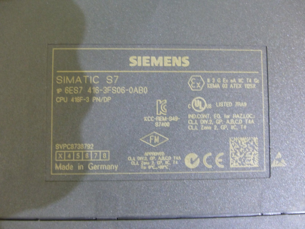  Siemens Simatic  CPU 416F-3PN/DP  6ES7416-3FS06-0AB0 // 6ES7 416-3FS06-0AB0