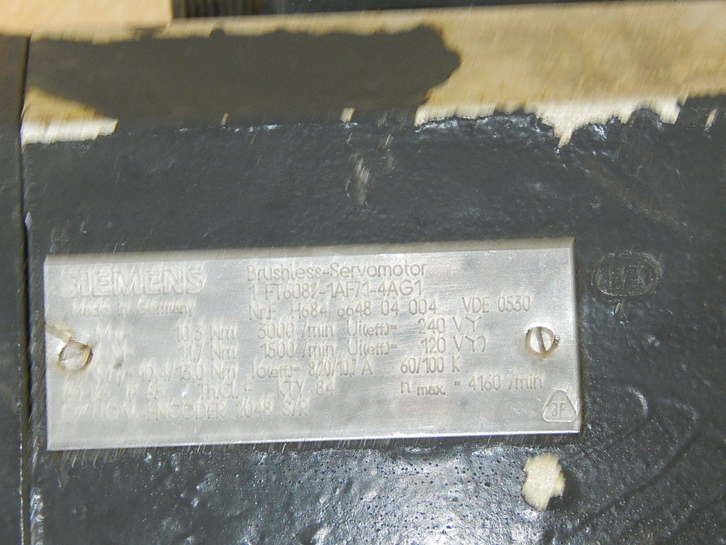 Siemens 1FT 6082-1AF71-4AG1 //1FT60821AF714AG1  Servomotor used