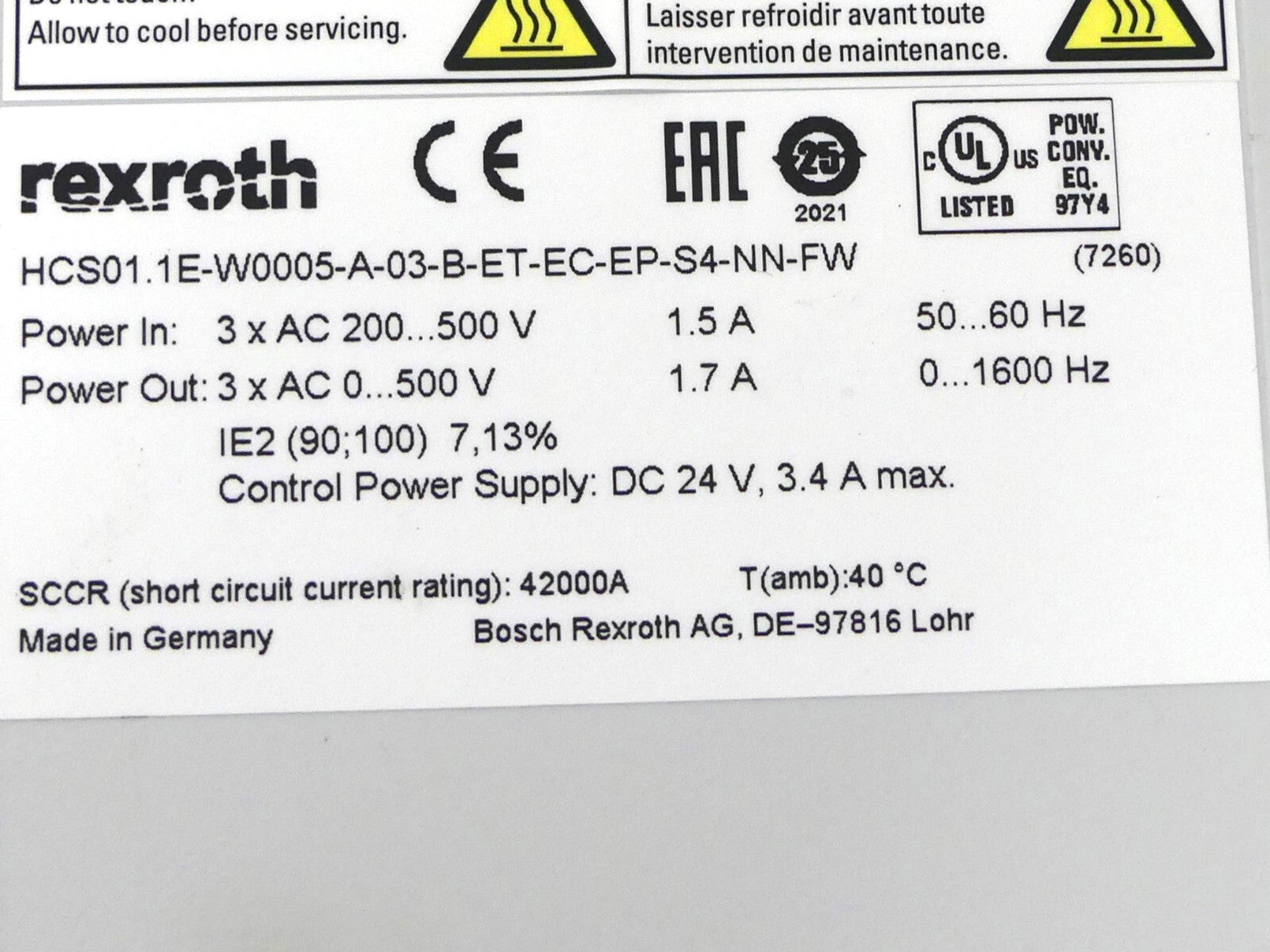 Rexroth HCS01.1E-W0005-A-03-B-ET-EC-EP-S4-NN-FW