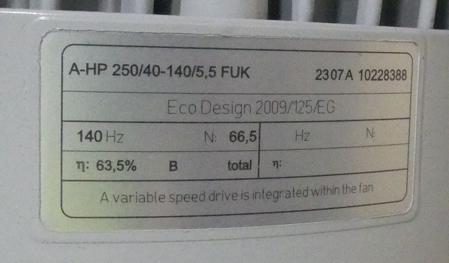 elektror A-HP250/40-140/5,5 FUK Eco Design 2009/125/EG mit INVEOR  unbenutzte