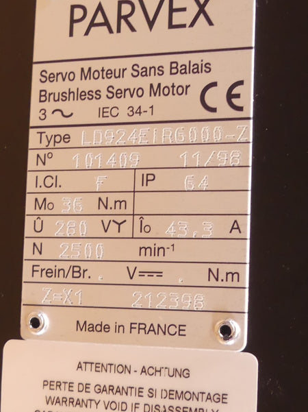 Parvex Servo Motor LD924EIR6000-Z (s.Bilder)