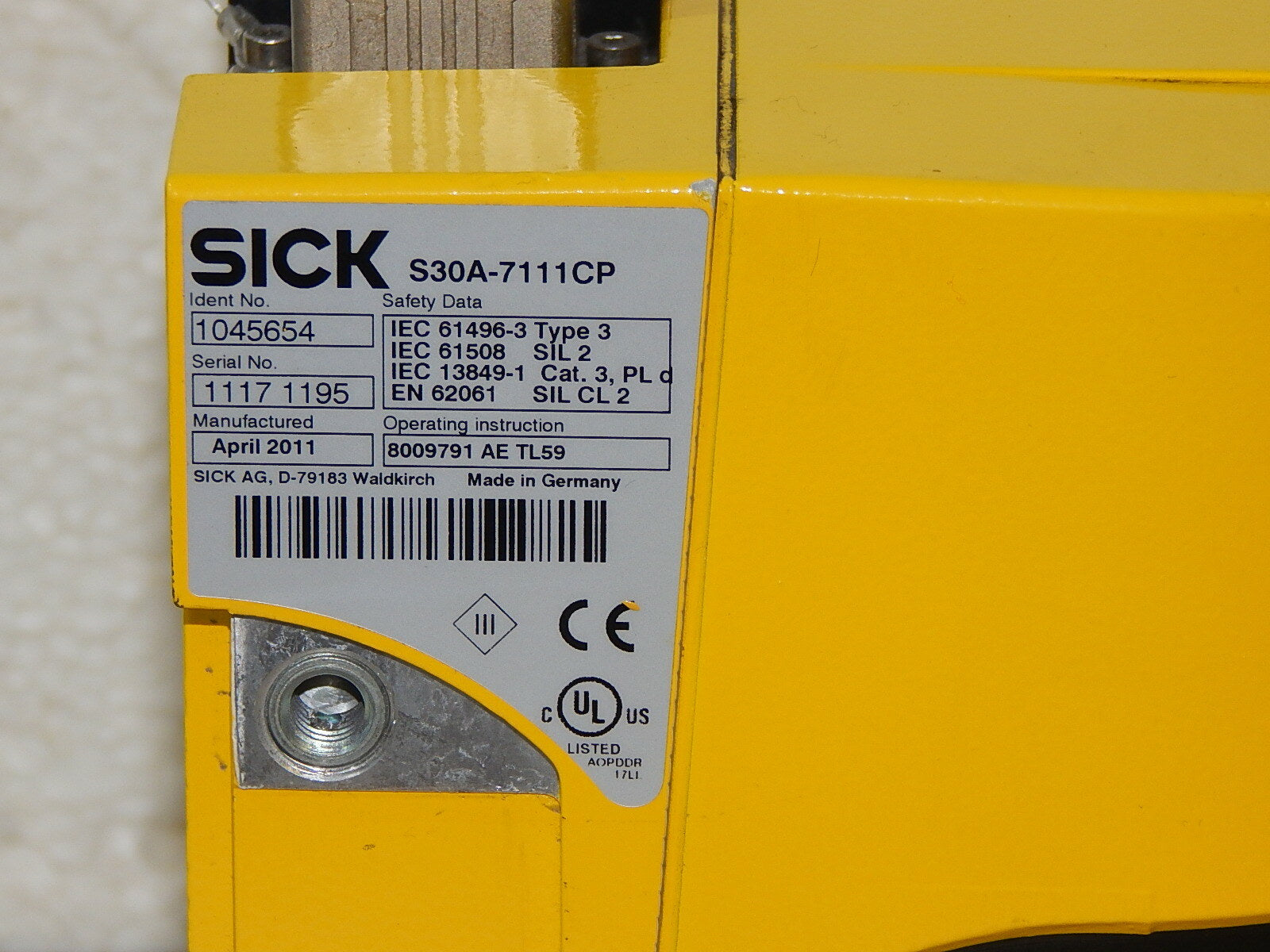  SICK Laserscanner S30A-7111CP Ident No. 1045654 BJ: 2011