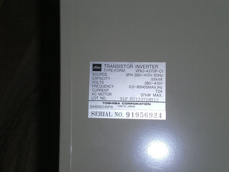 TOSHIBA AMKAVERT Transister Inverter VFA3-4370P-C  72A  37KW