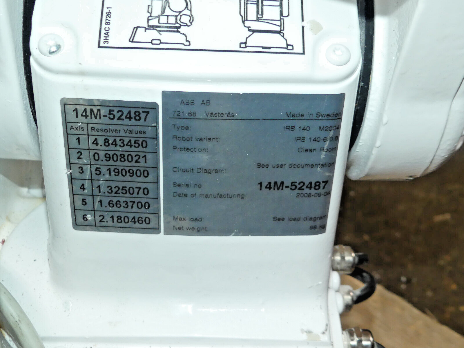 ABB ROBOTER IRB 140 M2004  IRB 140-6/0.B  14M-52487 B.j 2008 s.Bilder