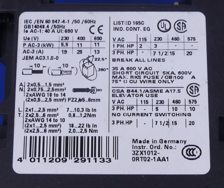 Siemens Sirius 3RT1026-1B..0 3RH1921-1FA22
