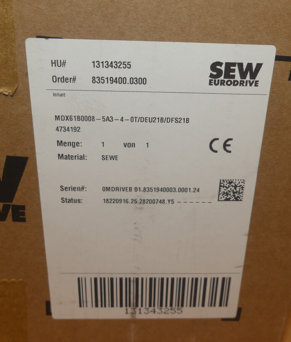 SEW MDX61B0008-5A3-4-0T/DEU21B/DFS21B