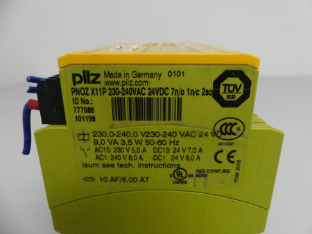 Pilz PNOZ X11P 230-240VAC 24VDC 7n/o 1n/c 2so 777086