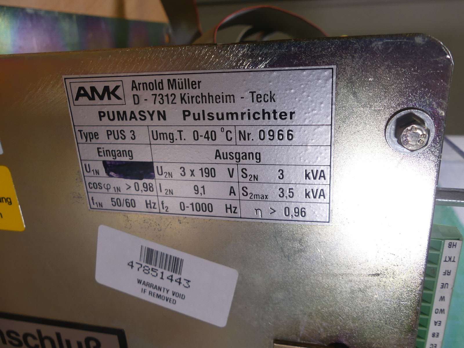 AMK PUMASYN Pulsumrichter   PUS 3 DEFEKT