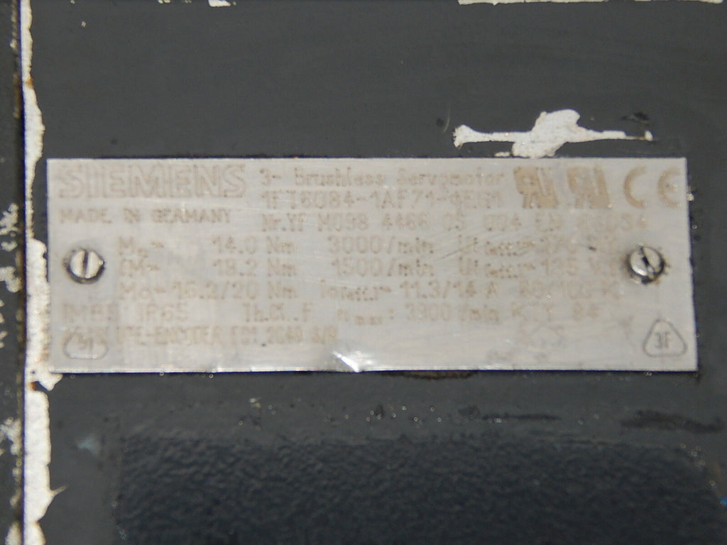 Siemens Servo-Motor Servomotor 1FT6086-1AF71-4EG1 used