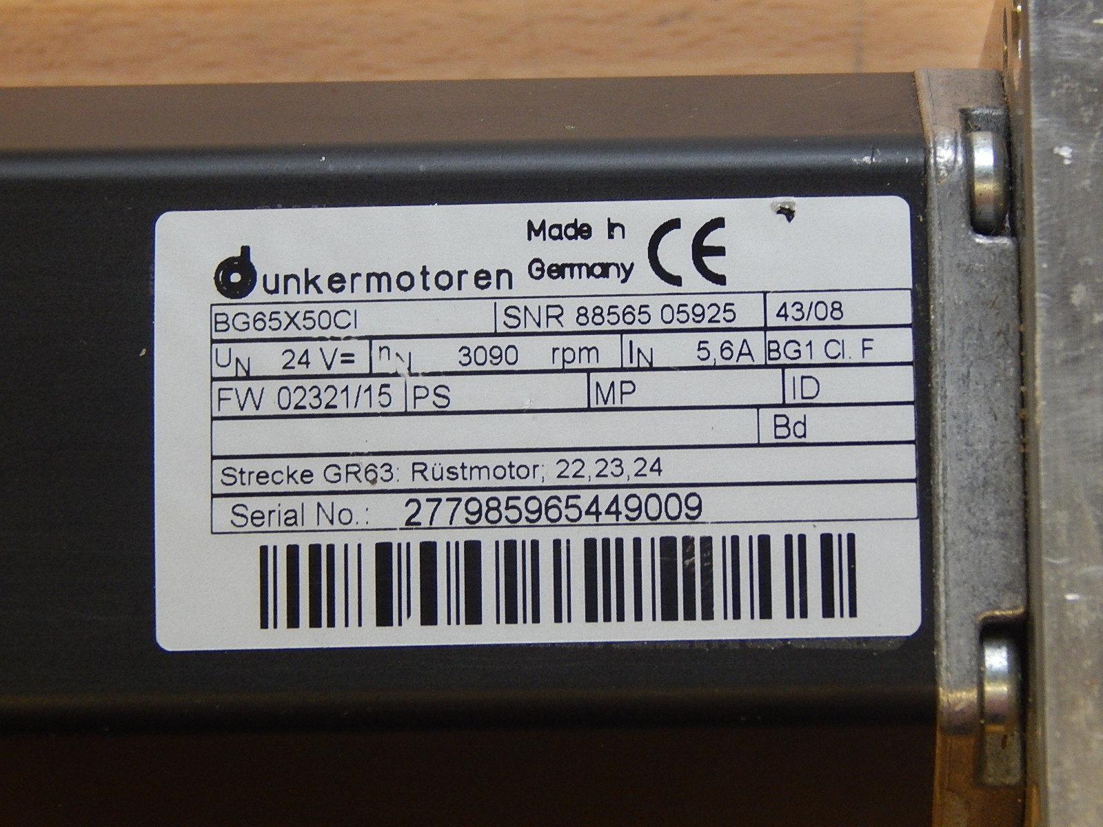 Dunkermotoren  BG65X50CI   SNR.88565 05925 Used S.Bilder