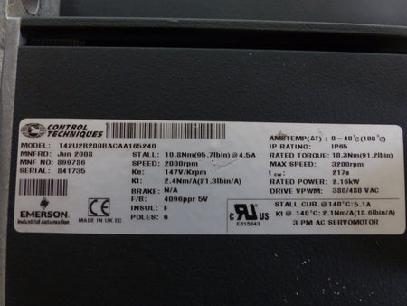 control techiques 142u2b200bacaa165240 used