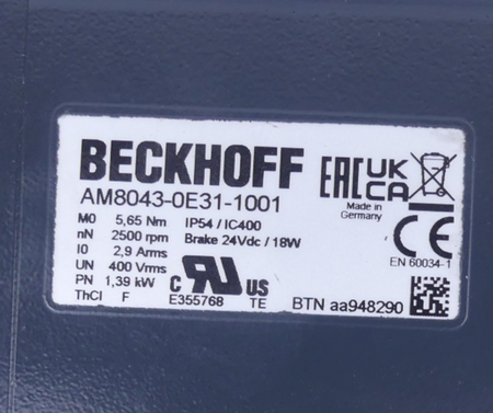 Beckhoff Servomotor AM8043-0E21-1001