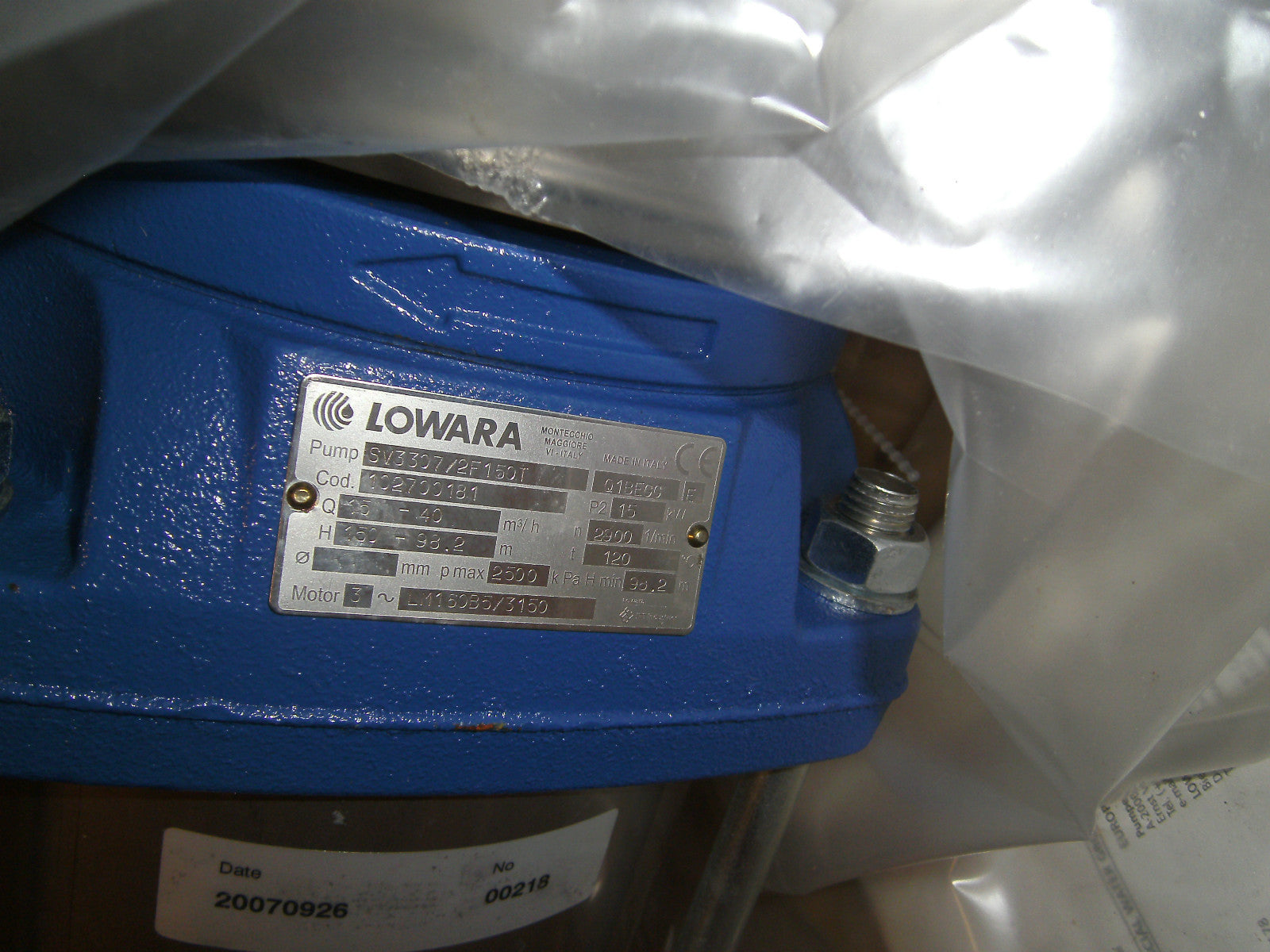 Lowara Vertikale Kreiselpump SV3307/2F10T 15 KW