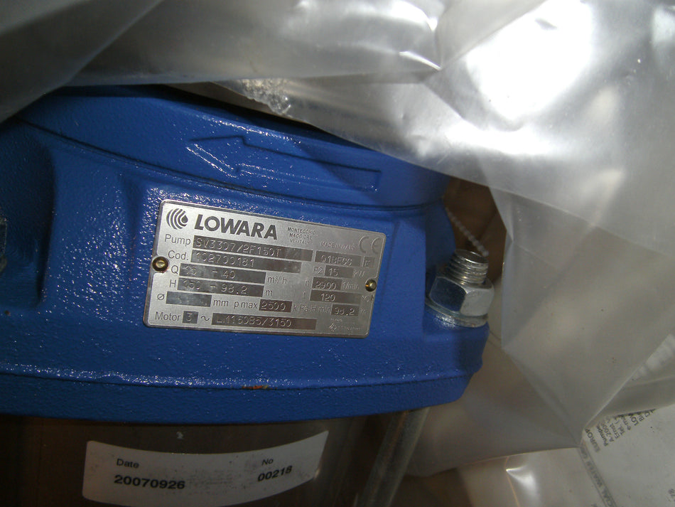 Lowara Vertikale Kreiselpump SV3307/2F10T 15 KW