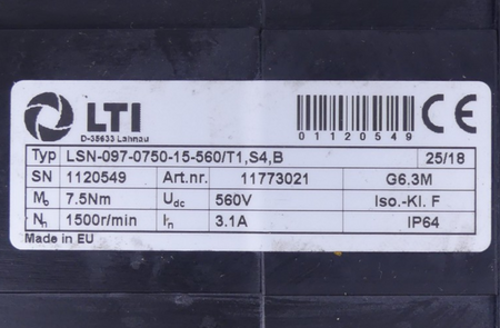 LTI LSN-097-0750-15-560/T1,S4,B  11773021 Servomotor
