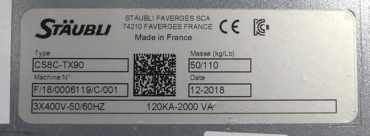 STÄUBLI  TX90L Industrieroboter + Steuerung CS8-TX90 Handbediengerät SP1 B.j2018
