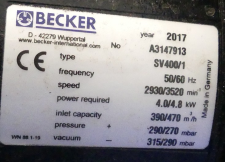 Vakuumpumpe Becker SV 400/1 A314913