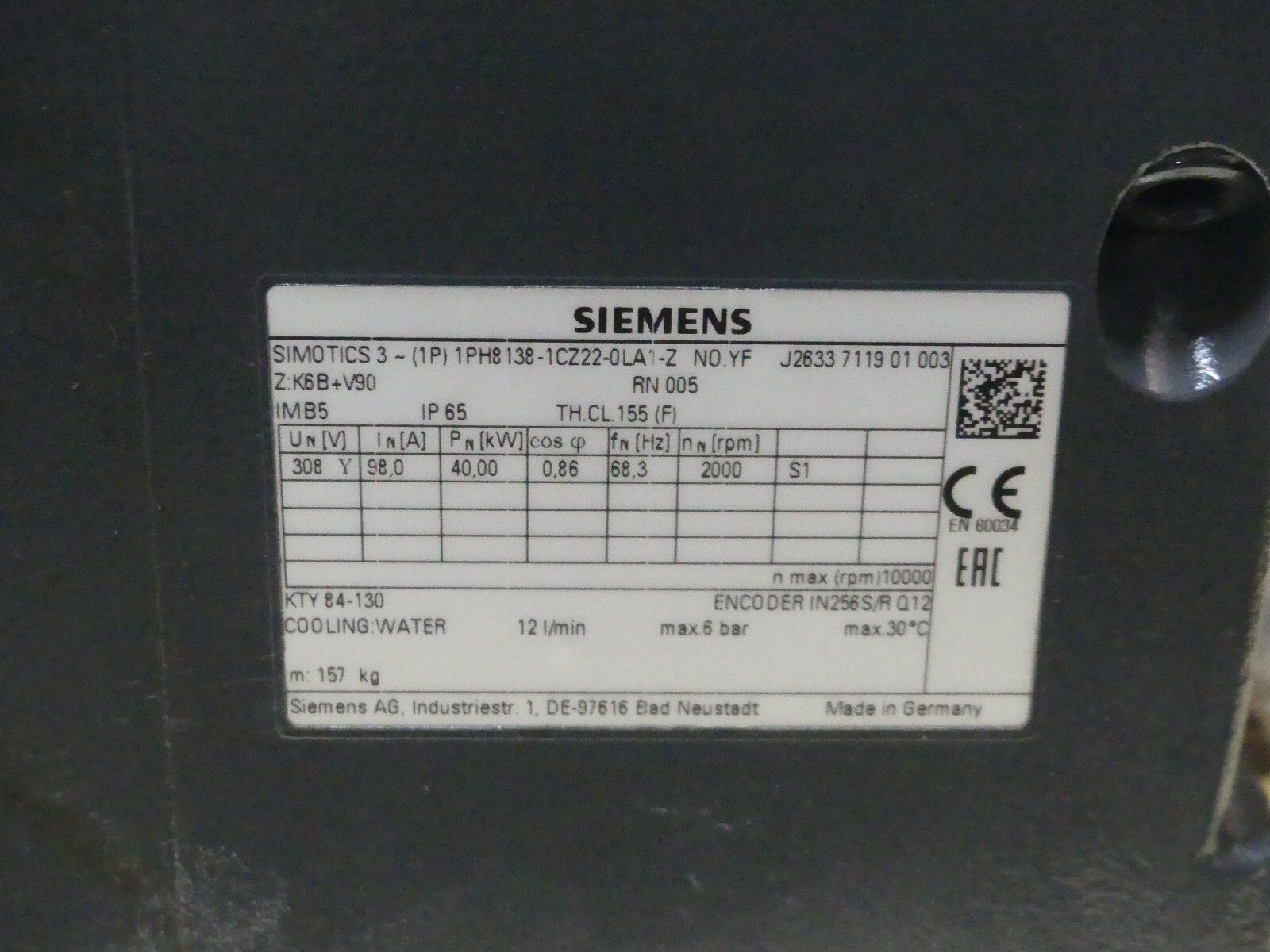 Siemens 1PH8138-1CZ22-0LA1-Z