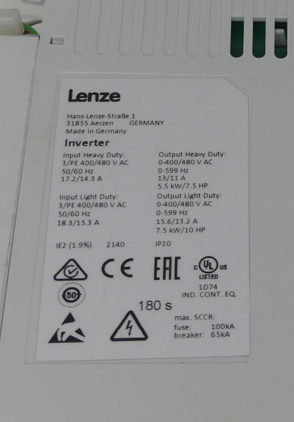 Lenze  i550  I55AE255F10V10002S / 7,5 KW