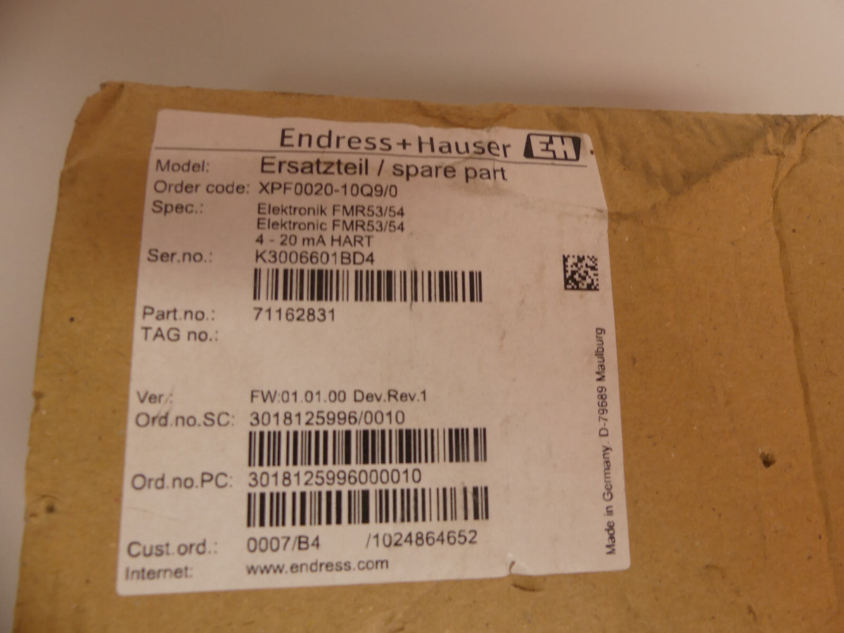 Endress+Hauser  Ersatzteil/spare part XPF0020-10Q9/0