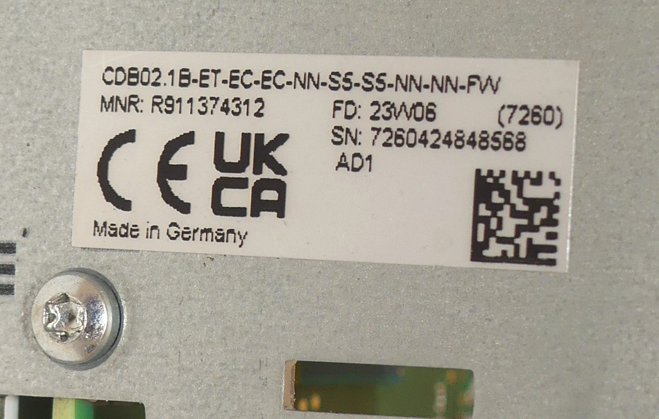 REXROTH CDB02.1B-ET-EC-EC-NN-S5-S5-NN-NN-FW MNR: R911374312