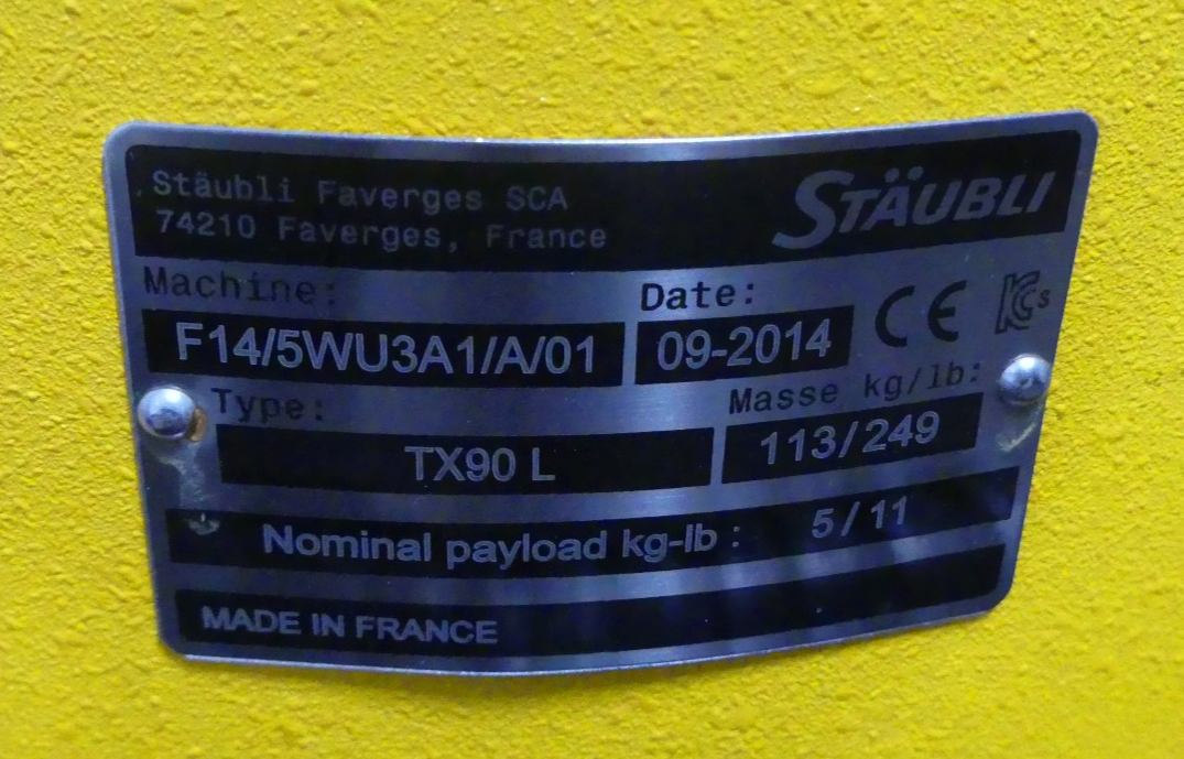 STÄUBLI TX90 L  TX90L  F14/5WU3A1/A/01 B.j 2014  Industrierobote